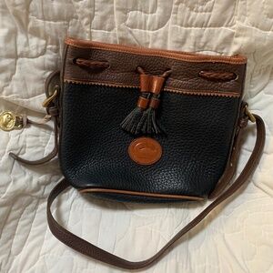 Vintage Dooney & Bourke All-Weather Leather Teton Drawstring Bucket Crossbody
